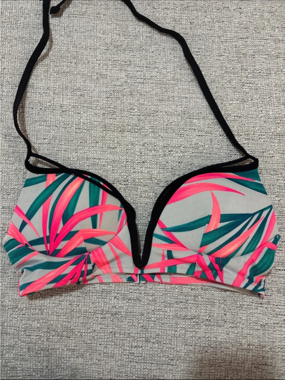 PINK Victoria's Secret Pink & Teal Tropical Underwire Bikini Top